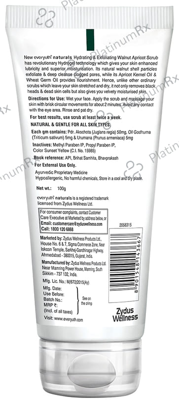 Everyuth Naturals Hydrating & Exfoliating Walnut Apricot Scrub 100 gm