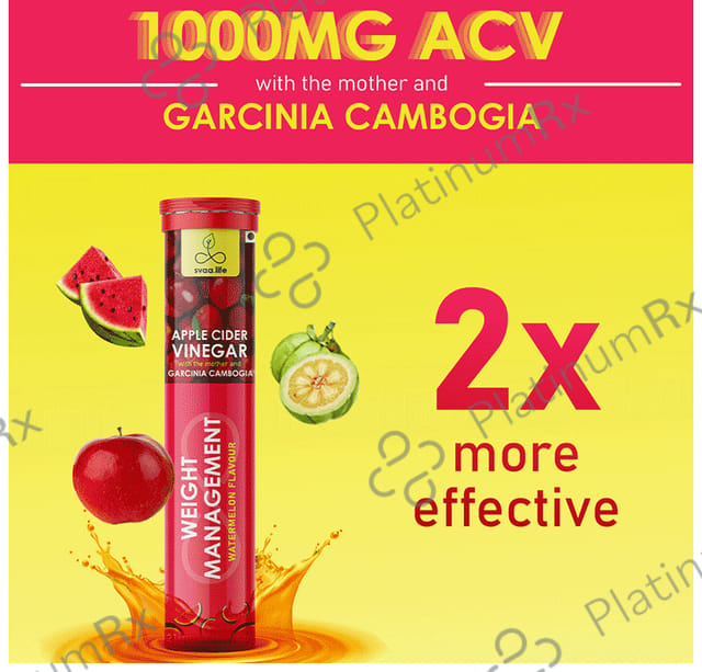 Svaa.Life Apple Cider Vinegar with Garcinia Cambogia Effervescent Tablet (21 Each) Watermelon Bottle 1s