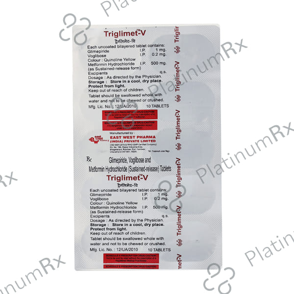 Triglimet V 1/500/0.2mg Tablet 10s