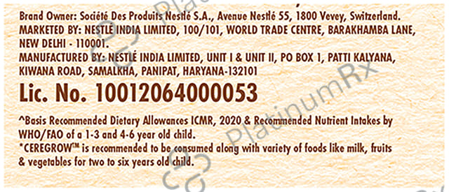 Nestle Ceregrow Multigrain Cereal with Milk & Fruits for 2 6 Years - Rich in Iron