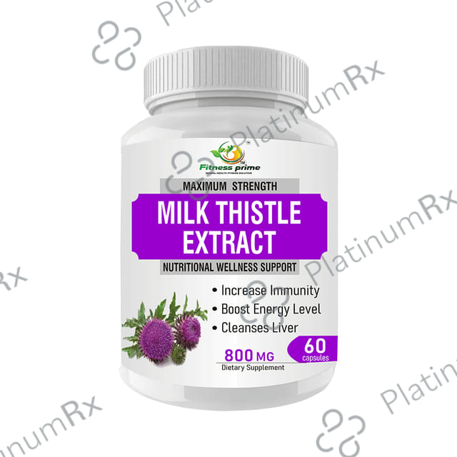 Fitness Prime Maximum Strength Milk Thistle Extract Nutritional Wellness Support 800mg Capsule