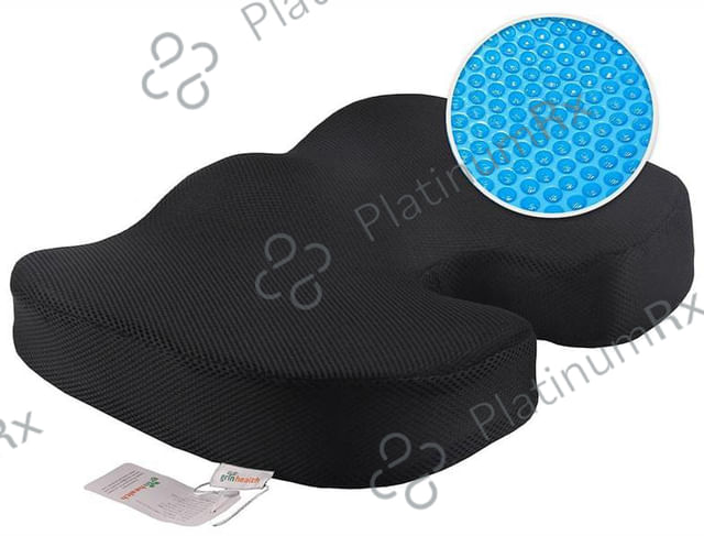 Grin Health Gel Layer & Memory Foam Coccyx Seat Cushion for Sciatica, Tailbone and Back Pain Relief Black