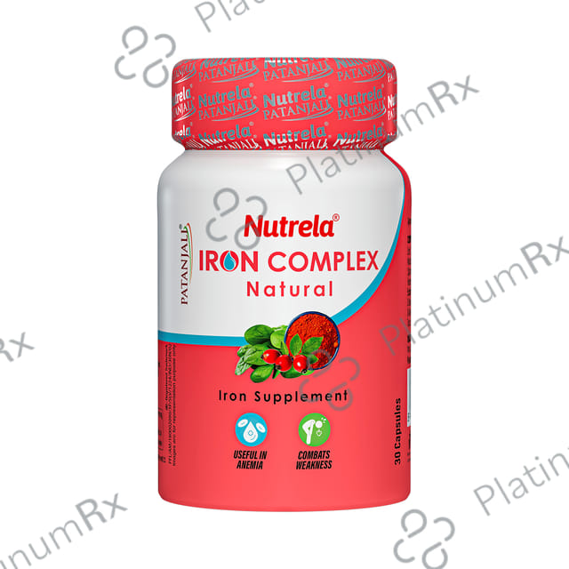 Patanjali Nutrela Natural Iron Complex for Anaemia, Weakness & RBC Formation - Capsule