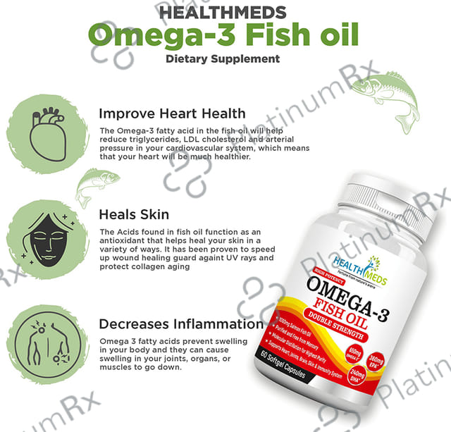 Healthmeds Double Strength Omega 3 Fish Oil 1000mg Softgel Capsule 60s