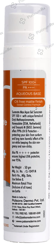 Sunmate Max Aqua Sunscreen SPF 100+ Gel 50gm
