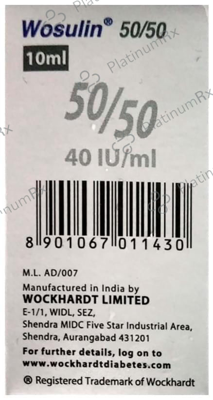 Wosulin 50/50 (40 IU/ml) Vial 1X10ml