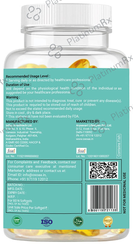 OSOAA Triple Strength Omega 3 Soft Gelatin Capsule 60s