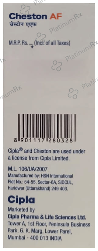 Cheston AF 2/5mg Orange Flavour Syrup 60ml