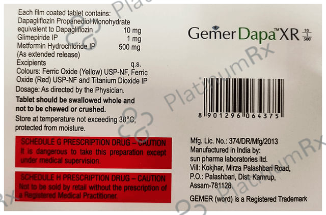 Gemer Dapa XR 10/1/500mg Tablet 7s