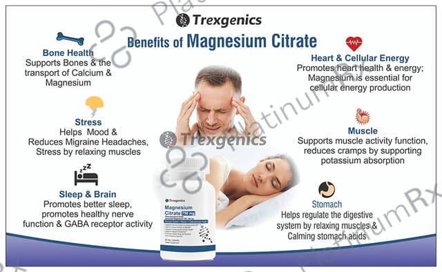 Trexgenics Magnesium Citrate 750mg Veg. Capsules