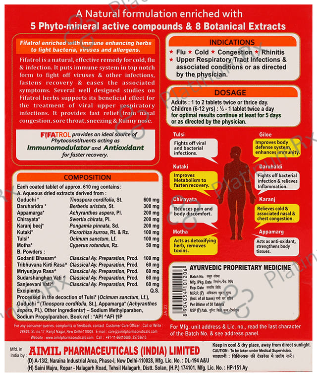 Aimil Fifatrol Tablet - For Headache, Bodyache, Nasal Congestion & Sore Throat