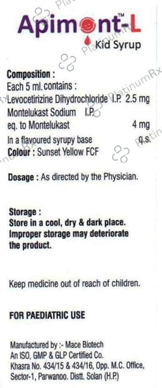 Apimont L 2.5/4mg Kid Syrup 30ml