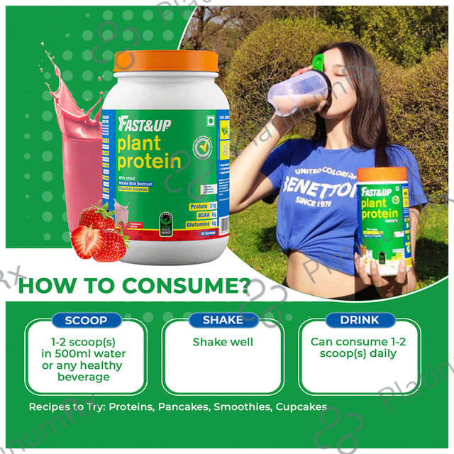 Fast&Up Plant Protein with Added Nitrate Rich Digestive EnzymeBeetroot Powder Strawberry Splash 1320 gm