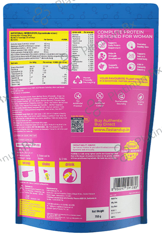 Fast&Up Plant Protein for Women - Powder for Immunity, Weight Management & Hormonal Balance Belgian Chocolate