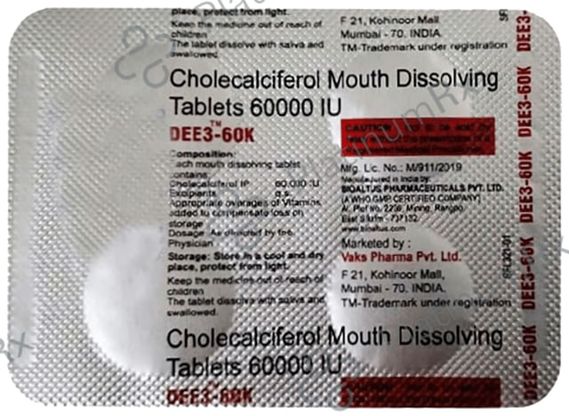 Dee3 60k Chewable Tablet Mint Sugar Free