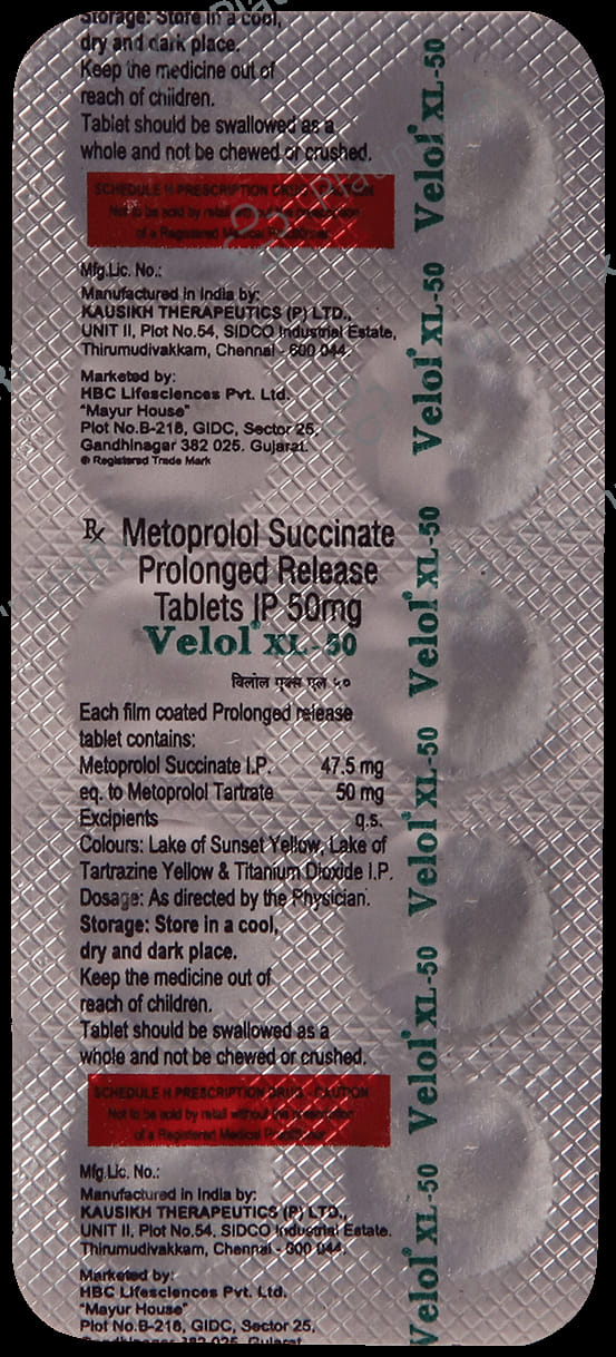 Velol 50mg Tablet XL 10s