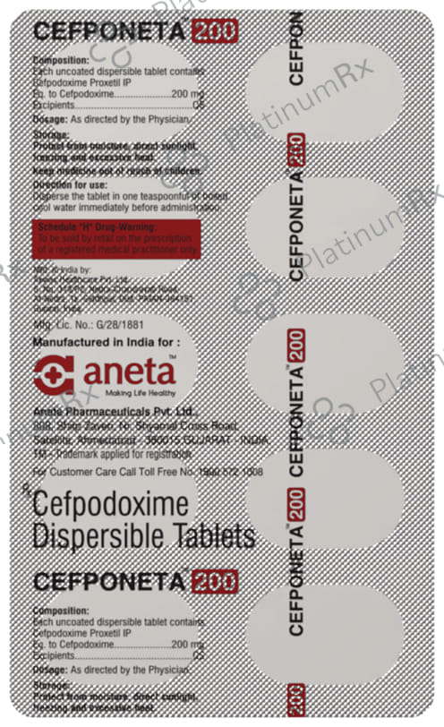 Cefponeta 200 Tablet DT 10s