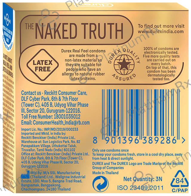 Durex Real Feel Latex Free Condom 3s
