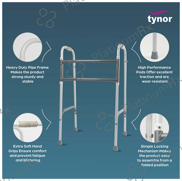 Tynor L 37 Walker Foldable Ergo Universal Silver 1s