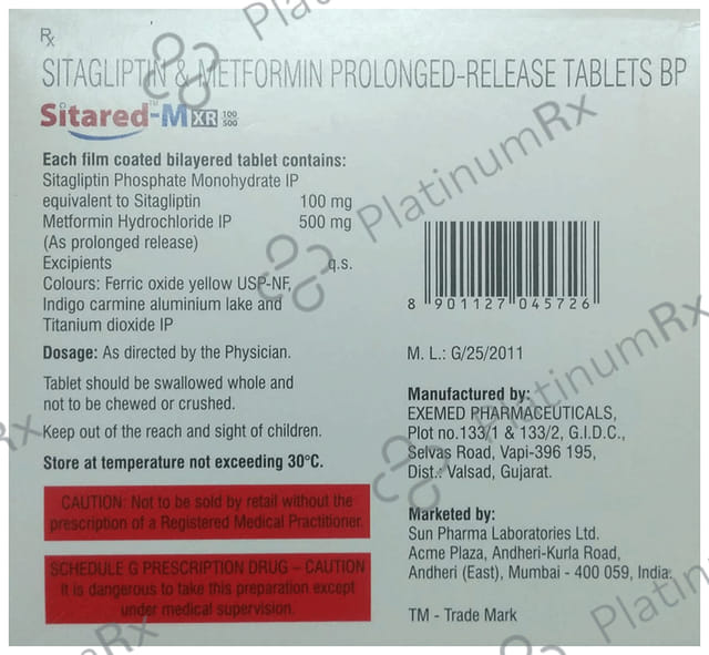 Sitared M XR 100/500mg Tablet 15s