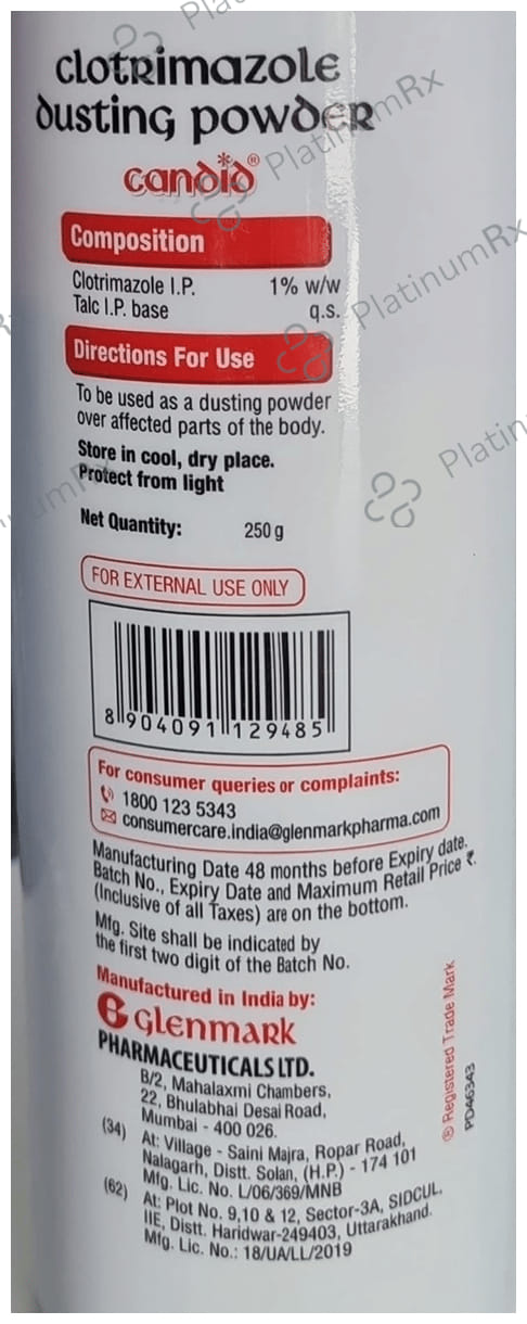 Candid Dusting Powder For Fungal Infection, Sweat Rash, Skin Irritation & Itching 250 gm