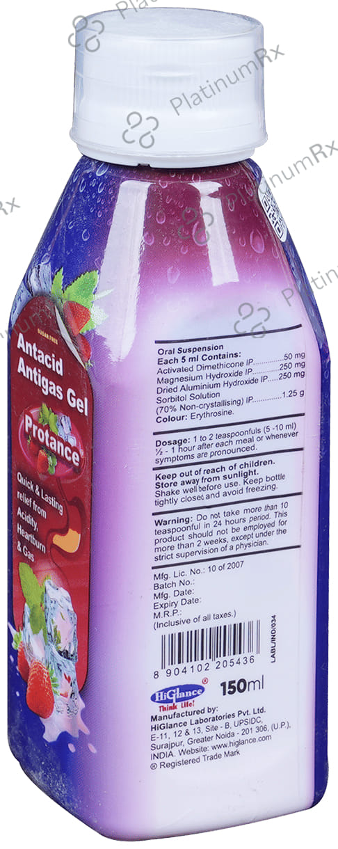 Protance Antacid Antigas Sugar Free Gel 150ml
