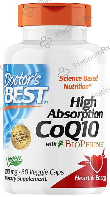 Doctor's Best High Absorption CoQ10 with Bioperine 100mg Veggie Capsule - For Heart & Energy 60 vegicaps