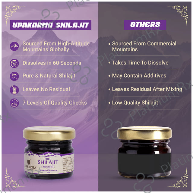 Upakarma Ayurveda Pure Shilajit Resin Form with Ashwagandha 20gm