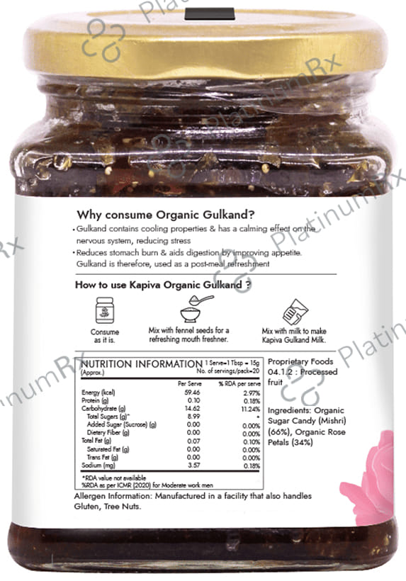 Kapiva Pure Foods Organic Gulkand - Sun-Cooked Damask Roses & Mishri