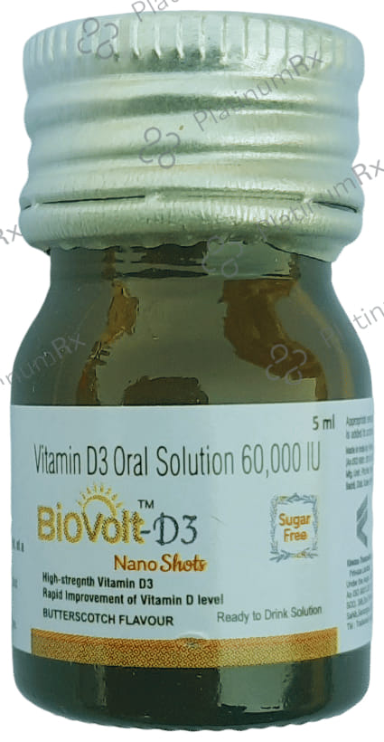 Biovolt D3 Nano Shot 60000IU Butterscotch Flavour Sugar Free Oral Solution 5ml