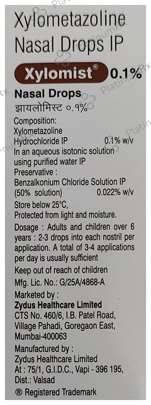 Xylomist 0.1% Nasal Drops 10ml
