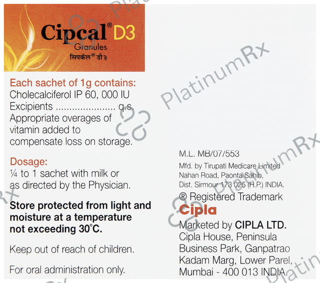 Cipcal D3 60000IU Granules 1gm