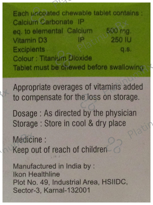Calsea D 500mg/125IU Chewable Tablet 10s