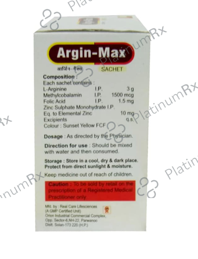 Argin Max Sachet Orange Sugar Free 6.5gm