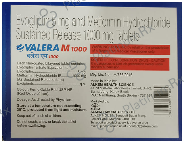 Valera M 1000/5mg Tablet SR 15s