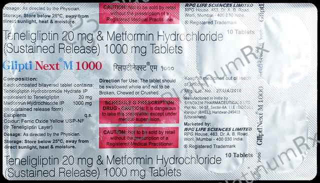 Glipti Next M 1000/20mg Tablet SR 10s