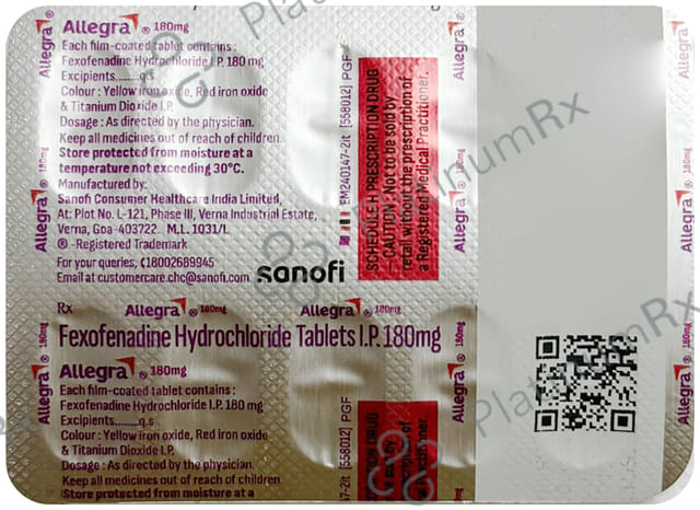 Allegra 180mg Tablet 10s