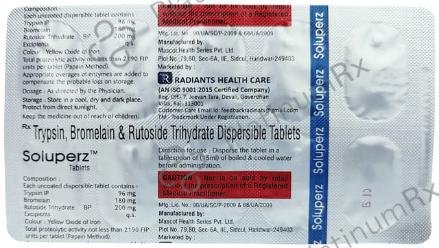 Soluperz 180/96/200mg Tablet DT 10s