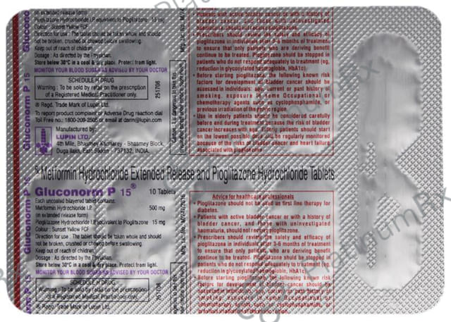 Gluconorm P 500/15mg Tablet ER 10s