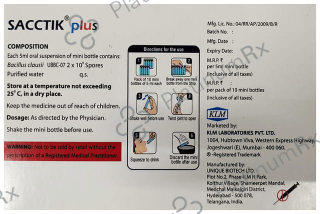 Sacctik Plus 2B Oral Suspension 5ml