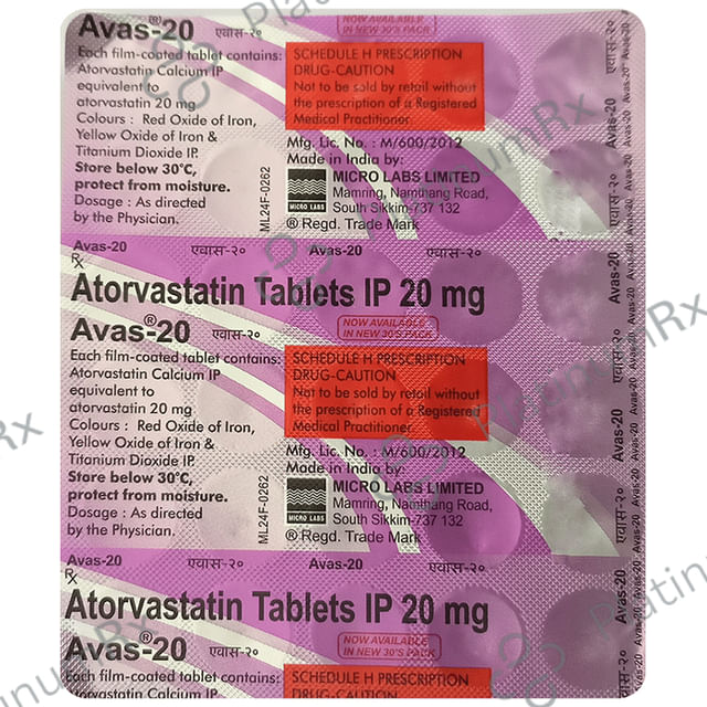 Avas 20mg Tablet 30s