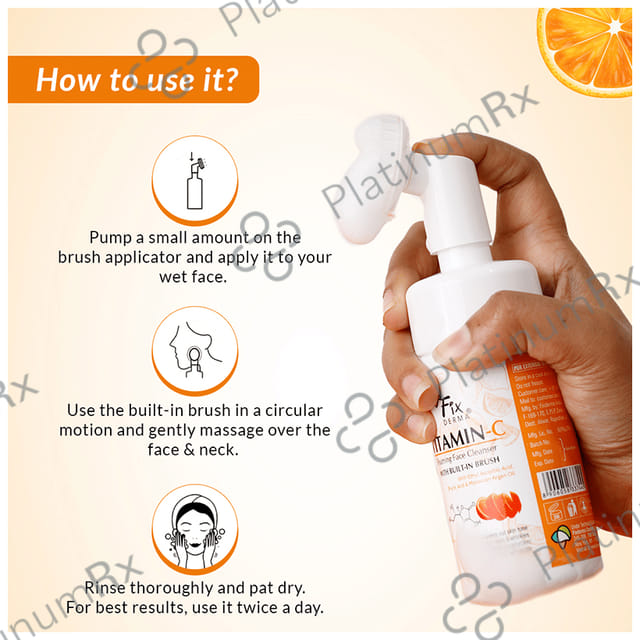 Fixderma Vitamin-C Foaming Face Cleanser with Built-in-Brush