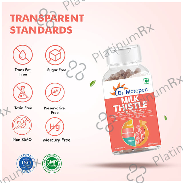 Dr. Morepen Milk Thistle+ - With Silymarin for Liver Health & Digestion - Capsule