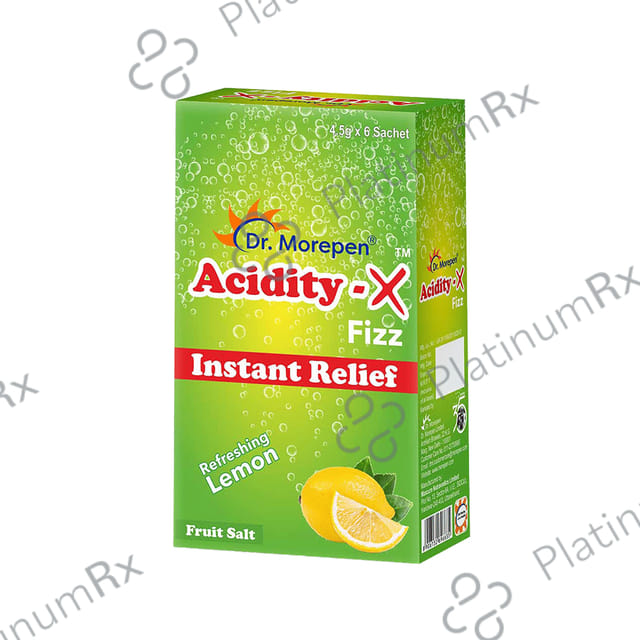 Dr. Morepen Acidity-X Fizz Instant Relief Sachet (4.5gm Each) Refreshing Lemon 6 Sachets
