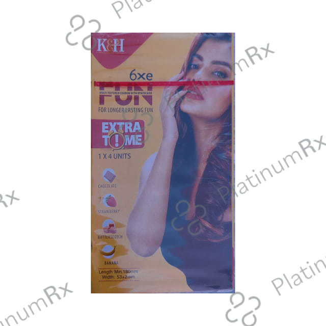 K&H 6xe Fun Multi- Textured Condom With Benzocaine (Extra Time)