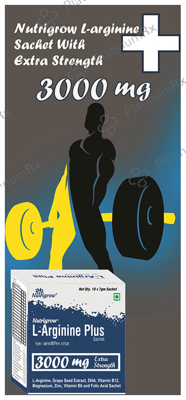 Nutrigrow L-Arginine Plus 3000mg - Sachet for Energy, Muscle & Heart Support