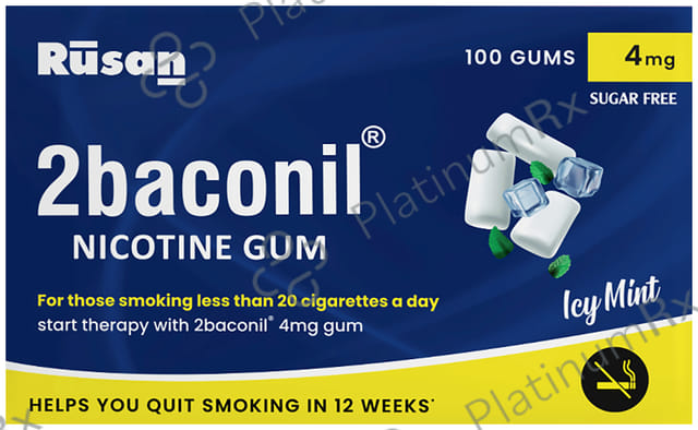 2 Baconil 4mg Icy Mint Sugar Free Nicotine Gums 50s