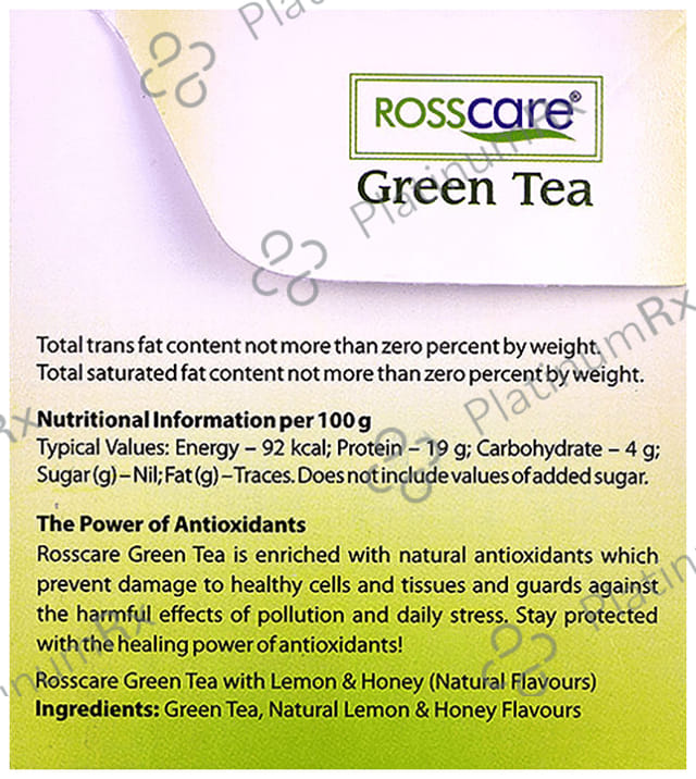 Rosscare Green Tea Bag (1.5gm Each) Lemon & Honey