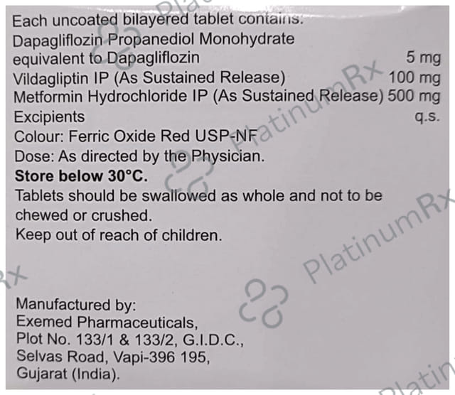 Daparyl VM 5/500/100mg Tablet SR 10s