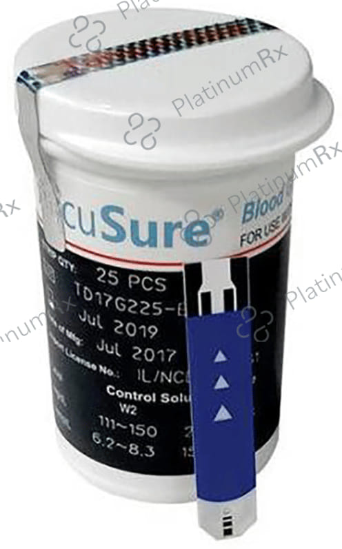 AccuSure Simple Blood Glucose Test Strip (Only Strip) 25 Test